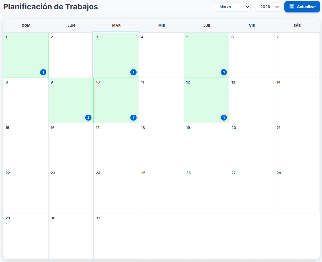 2. Se planifica en el calendario y se asigna